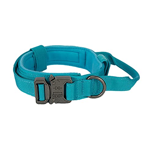 Verstellbares Hundehalsband, taktisches Hundehalsband, Nylon-Hundehalsband mit Steuergriff, Hundehalsband für mittelgroße und große Hunde,Blau,L von YVDY