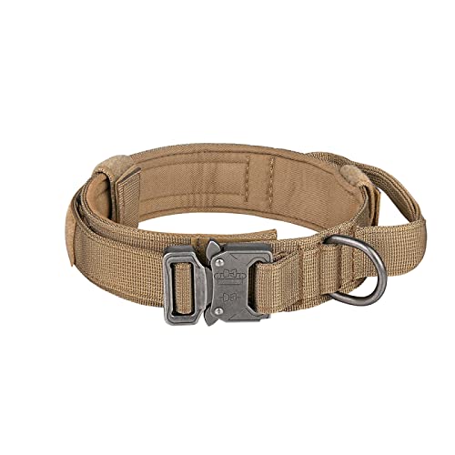 Verstellbares Hundehalsband, taktisches Hundehalsband, Nylon-Hundehalsband mit Steuergriff, Hundehalsband für mittelgroße und große Hunde,Khaki,L von YVDY