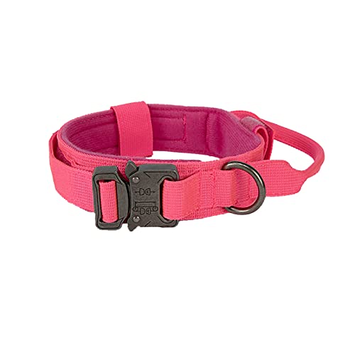 Verstellbares Hundehalsband, taktisches Hundehalsband, Nylon-Hundehalsband mit Steuergriff, Hundehalsband für mittelgroße und große Hunde,Rosa,L von YVDY