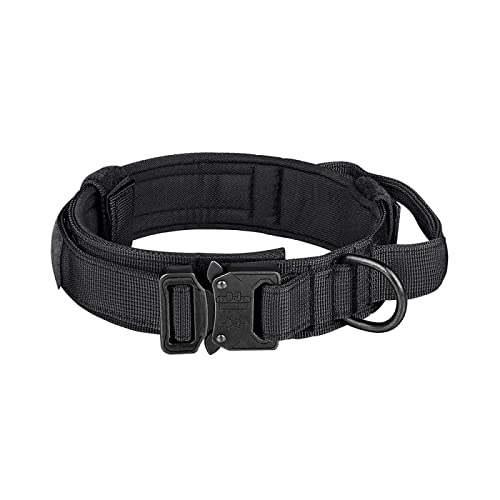 Verstellbares Hundehalsband, taktisches Hundehalsband, Nylon-Hundehalsband mit Steuergriff, Hundehalsband für mittelgroße und große Hunde,Schwarz,L von YVDY