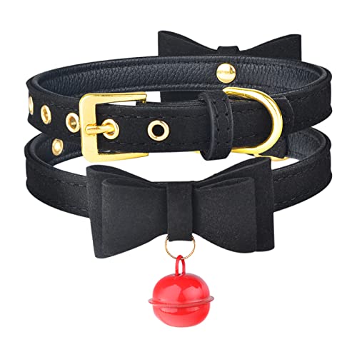 Verstellbares Katzen- und Hundehalsband mit Glocke Haustierhalsband Weihnachtskatzen- und Hundehalsband niedliche Fliege Haustierhalsband Heimtierbedarf,Schwarz,XXS von YVDY