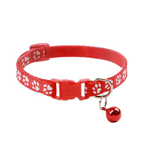 Verstellbares Katzenhalsband Haustierhalsband Katzenhalskette Kleiner Hundehalsband Glocke Positionierung Haustierhalsband Haustierbedarf-Rot_19-32cm von YVDY