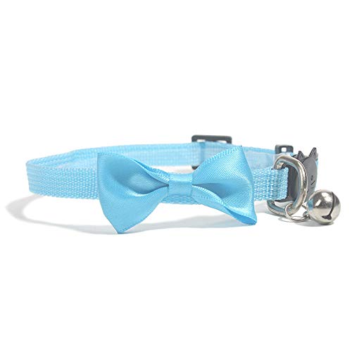 Verstellbares Katzenhalsband Krawatte Haustierhalsband Nylonhalsband mit Glocke Bowknot Katzenhalsband Katzen- und Hundehalsbandzubehör-Light_Blue_21_cm_to_33_cm von YVDY