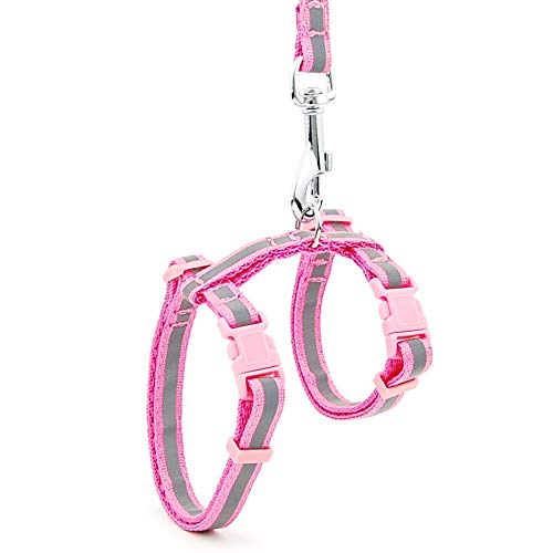 Verstellbares Nylon-Hunde-Katzen-Traktionshalsband Haustierhalsband Katzen- und Hundegeschirr Leine hängender Halskragen reflektierender Hundegeschirr-Gürtel-Rosa_Reflective von YVDY