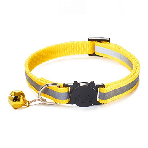 Verstellbares Nylon-Katzen-Sicherheitshalsband Katzenhalsband mit Glocke Katzenhalskette Reflektierendes Katzenhalsband passend für Haustier-Katzenzubehör-J von YVDY