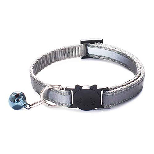 Verstellbares Nylon Katzensicherheitshalsband Katzenhalsband mit Glocke Katzenhalskette Reflektierendes Katzenhalsband geeignet für Haustier Katzenzubehör-R von YVDY