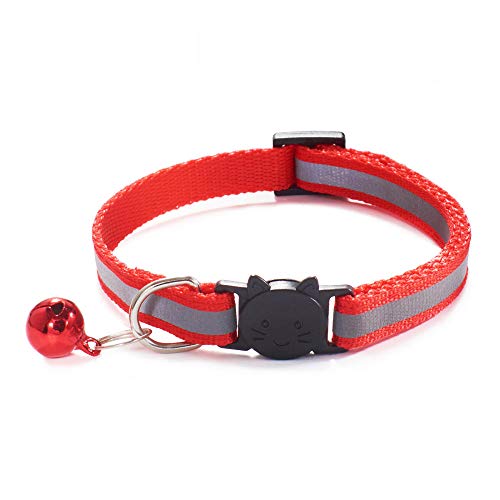 Verstellbares Nylon Katzensicherheitshalsband Katzenhalsband mit Glocke Katzenhalskette Reflektierendes Katzenhalsband passend für Haustier Katzenzubehör-D von YVDY