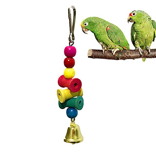 YVDY 1pc Vogel Papageienspielzeug Holzkauspielzeug Hängekäfig Schaukel Klettern Kauspielzeug mit Glocke Vogelspielzeug-A von YVDY