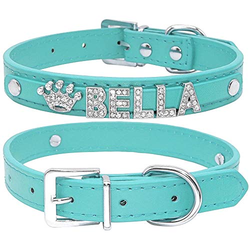 kostenlose Gravur personalisierte Katzenhalsband Strass Hund Katzenhalsband Chihuahua Yorkshire Zubehör liefert-Plain_Blue_M von YVDY