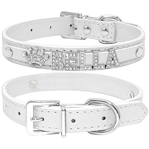 kostenlose Gravur personalisierte Katzenhalsband Strass Hund Katzenhalsband Chihuahua Yorkshire Zubehör liefert-Plain_White_M von YVDY