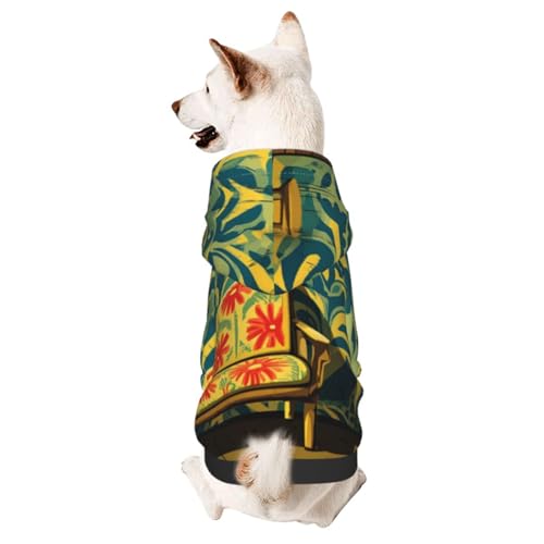 Hunde-Kapuzenpullover für Herbst und Winter, gemütliche Haustierkleidung für Outdoor-Aktivitäten, Blumenmuster, abstrakte Kunst, Batikdruck, Haustiere tragen Hoodies von YVNKHKU