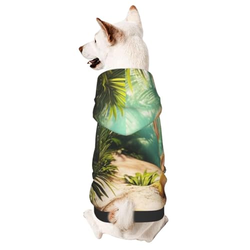 Hunde-Kapuzenpullover für Herbst und Winter, gemütliche Haustierkleidung für Outdoor-Aktivitäten, Chihuahua in tropischen Wäldern, Batikdruck, Haustier-Kapuzenpullover von YVNKHKU