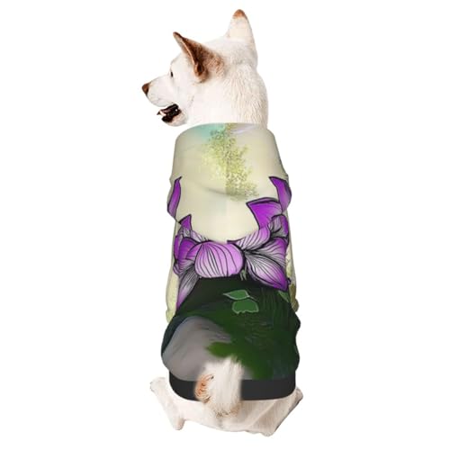 Hunde-Kapuzenpullover für Herbst und Winter, gemütliche Haustierkleidung für Outdoor-Aktivitäten, Comic-Lotusblume, Batikdruck, Haustier-Kapuzenpullover von YVNKHKU