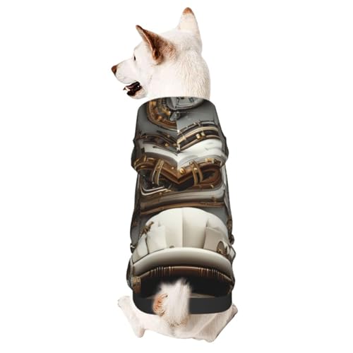 Hunde-Kapuzenpullover für Herbst und Winter, gemütliche Haustierkleidung für Outdoor-Aktivitäten, Steampunk-Stil, 3D-Rendering, Batikdruck, Haustier-Kapuzenpullover von YVNKHKU