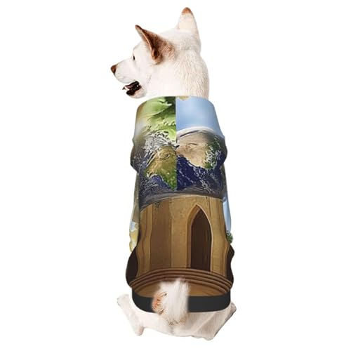 Hunde-Kapuzenpullover für Herbst und Winter, gemütliche Haustierkleidung für Outdoor-Aktivitäten, The Earth in the Mysterious Church Batikdruck, Haustierkleidung von YVNKHKU