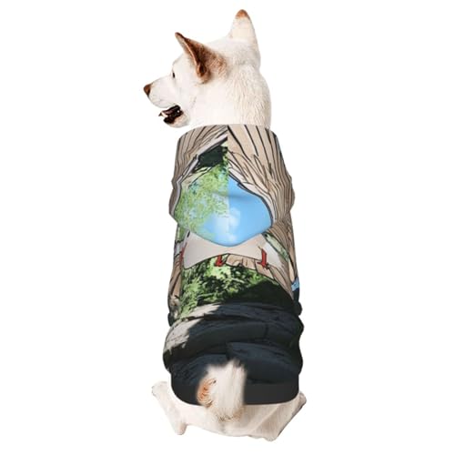 Hunde-Kapuzenpullover für Herbst und Winter, gemütliche Haustierkleidung für Outdoor-Aktivitäten, Vögel in der Kleinstadt, Batikdruck, Haustiere tragen Hoodies von YVNKHKU