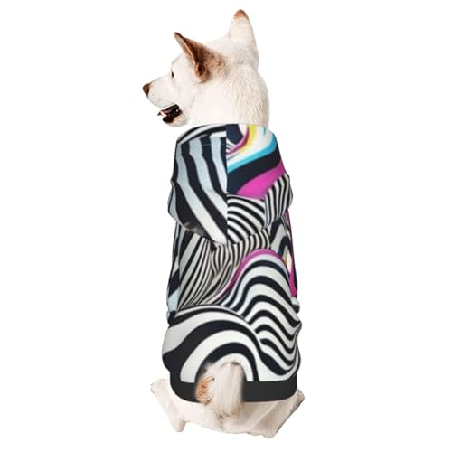 Hunde-Kapuzenpullover für Herbst und Winter, gemütliche Haustierkleidung für Outdoor-Aktivitäten, Zebra-Op-Art, Batikdruck, Haustier-Kapuzenpullover von YVNKHKU