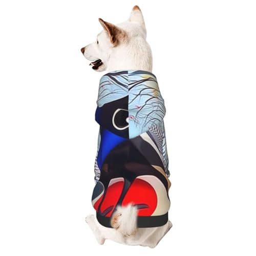 Hunde-Kapuzenpullover für Herbst und Winter, gemütliche Haustierkleidung für Outdoor-Aktivitäten, der Vogel des Surrealismus, Batikdruck, Haustiere tragen Hoodies von YVNKHKU