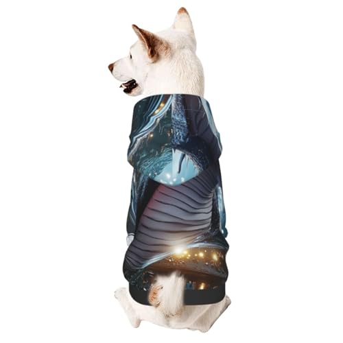 Hunde-Kapuzenpullover für Herbst und Winter, gemütliche Haustierkleidung für Outdoor-Aktivitäten, der majestätische japanische Drache, Batikdruck, Haustiere tragen Hoodies von YVNKHKU