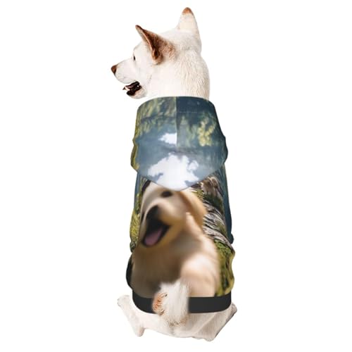 Hunde-Kapuzenpullover für Herbst und Winter, gemütliche Haustierkleidung für Outdoor-Aktivitäten, ein lebendiger kleiner Hund, Batikdruck, Haustier-Kapuzenpullover von YVNKHKU