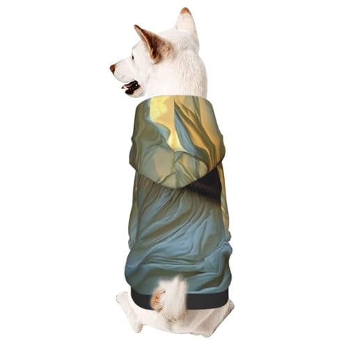 Hunde-Kapuzenpullover für Herbst und Winter, gemütliche Haustierkleidung für Outdoor-Aktivitäten, eleganter Stoff mit Sonnenblumen-Hintergrund, Batikdruck, Haustier-Kapuzenpullover von YVNKHKU