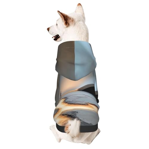 Hunde-Kapuzenpullover für Herbst und Winter, gemütliche Haustierkleidung für Outdoor-Aktivitäten, futuristische Landschaft, Batikdruck, Haustier-Kapuzenpullover von YVNKHKU