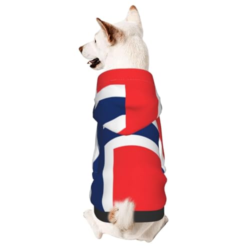 Hunde-Kapuzenpullover für Herbst und Winter, gemütliche Haustierkleidung für Outdoor-Aktivitäten, norwegische Flagge, Batikdruck, Haustierkleidung von YVNKHKU