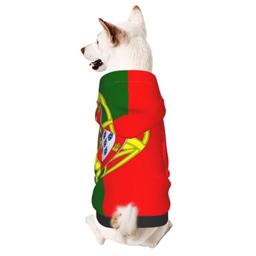 Hunde-Kapuzenpullover für Herbst und Winter, gemütliche Haustierkleidung für Outdoor-Aktivitäten, portugiesische Flagge, Batikdruck, Haustierkleidung von YVNKHKU