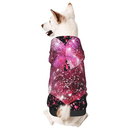 Hunde-Kapuzenpullover für Herbst und Winter, gemütliche Haustierkleidung für Outdoor-Aktivitäten, rosafarbener Batikdruck, Haustier-Kapuzenpullover von YVNKHKU