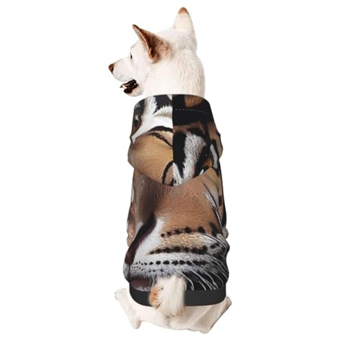 Hunde-Kapuzenpullover für Herbst und Winter, gemütliche Haustierkleidung für Outdoor-Aktivitäten, trauriger Tiger, Batikdruck, Haustier-Kapuzenpullover von YVNKHKU