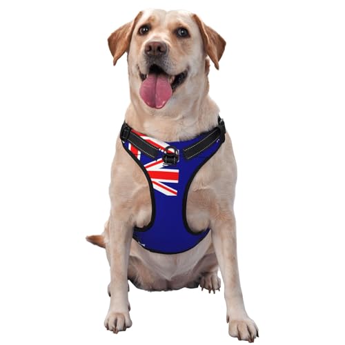 Premium-Hundegeschirr mit australischer Flagge, für kleine, mittelgroße und große Hunde, langlebig, kein Ziehen, mit reflektierenden Riemen und Schnellverschluss-Schnallen, Größe L von YVNKHKU