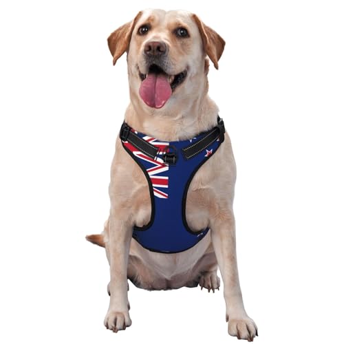 Premium-Hundegeschirr mit neuseeländischer Flagge für kleine, mittelgroße und große Hunde, langlebig, kein Ziehen, mit reflektierenden Riemen und Schnellverschluss-Schnallen, Größe S von YVNKHKU