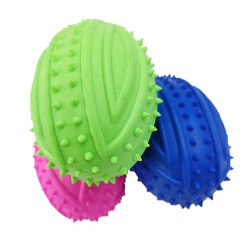 YWAFFC 3pcs Haustier Spielzeug Ball Rugby TPR Hund Vokalisation Gummiball Hundetraining Interaktives Spielzeug 9cm von YWAFFC