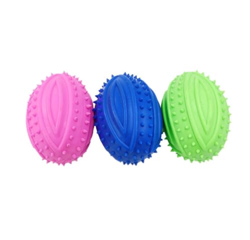 YWAFFC 3pcs Haustier Spielzeug Ball Rugby TPR Hund Vokalisation Gummiball Hundetraining Interaktives Spielzeug 9cm von YWAFFC