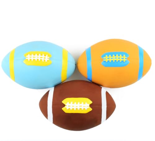 YWAFFC 3pcs Latex Spielzeug Rugby Interaktive Vokalisierung Cartoon Farben Rugby Hund Spielzeug 10cm von YWAFFC