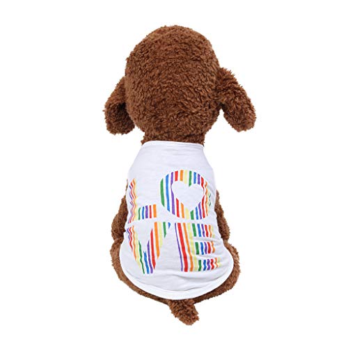 Haustierbekleidung Liebe Kleidung Haustier dünne Weste Sommer Mode Hund Katze Frühling atmungsaktive Haustierkleidung Mini Hundemantel (White, L) von YWBleked