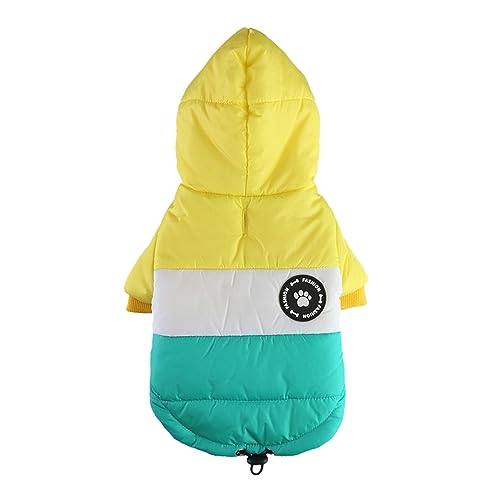 Hund gestreiftes T-Shirt Winter Baumwolle Gepolsterte Hundekleidung Brust Zurück Reißverschluss Jacke Haustier Kleidung Brust Zurück Traktion Set Hunde Wintermäntel (Yellow, S) von YWBleked