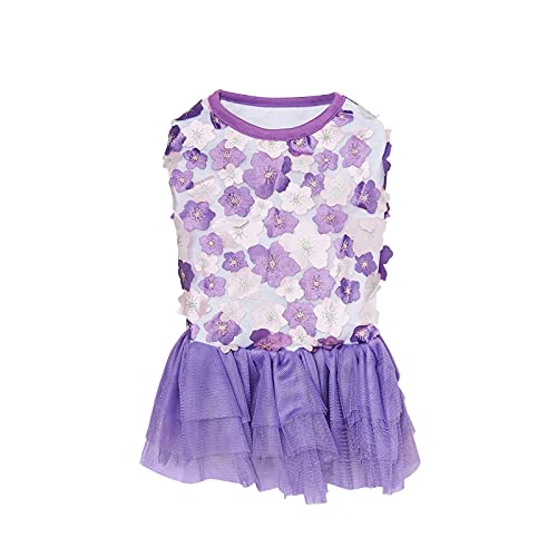 YWBleked Hunde Niedlich Ärmellos Kleidung Abend Formrock Katze Stitching Lady Dog Tier Pfirsich Urlaubskleid Blume Tierkleidung Hunde-Tutu-Kleider Für Große Hunde (Purple, L) von YWBleked