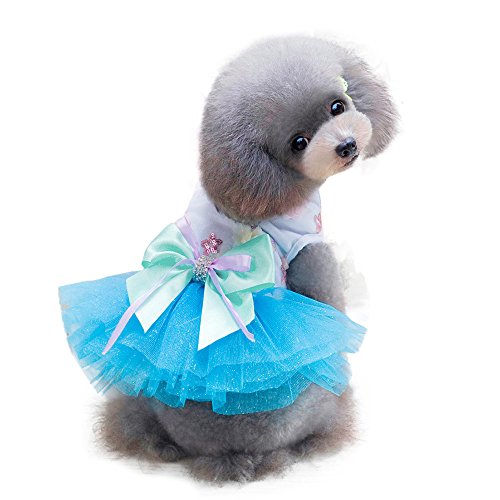 YWBleked Hunde Niedlich Ärmellos Kleidung Dress Clothes Medium Grid Apparel Entzückender Hund Small Puppy Rock für Haustierkleidung Regenmantel Hund Rückenlänge 70 cm (Blue, M) von YWBleked