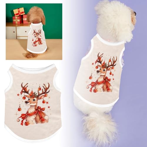 Hunde-Shirts für kleine Hunde Weihnachts-Haustierkleidung Feiertags- und Neujahrs-Haustierkleidung Weihnachts-Hirsch-Haustierkostüm Geschirr Über Hundemantel (A, XS) von YWBleked