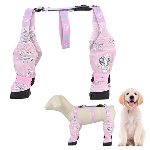 Hundepullover Kleine Hunde Hundeschuhe, Hundestiefel mit Hosenträgern, süße Hundeschuhe, atmungsaktive Winter-Hundestiefel mit verstellbarem Schnallenriemen, Stiefel mit Wintermantel Für (Rosa, XL) von YWBleked