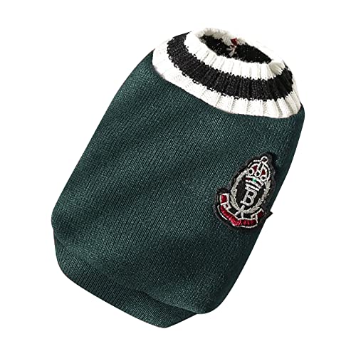 YWBleked Hundepullover Kleine Hunde Winter gestrickte Weste V-Ausschnitt College-Stil Haustier Hund Katze Kleidung Weste Chihuahua Mäntel (B, XL) von YWBleked