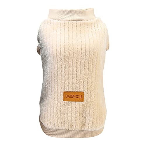 Hundeshirt für kleine Hunde Katzen Haustier-Hundewelpen-klassischer Pullover-Fleece-Pullover-Kleidung-Warmer Pullover-Winter Hundejacken Für Französische Bulldoggen (Khaki, S) von YWBleked