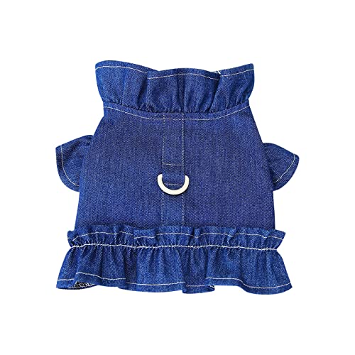 Hundeshirt für kleine Hunde Katzen Heimtiere Kleidung Hundetruhe Rücken Keine Leine Weste Katzenbekleidung Tierkleidung Hundeweste Fleece (Blue, L) von YWBleked