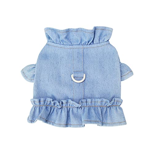 Hundeshirt für kleine Hunde Katzen Heimtiere Kleidung Hundetruhe Rücken Keine Leine Weste Katzenbekleidung Tierkleidung Hundeweste Fleece (Light Blue, L2) von YWBleked