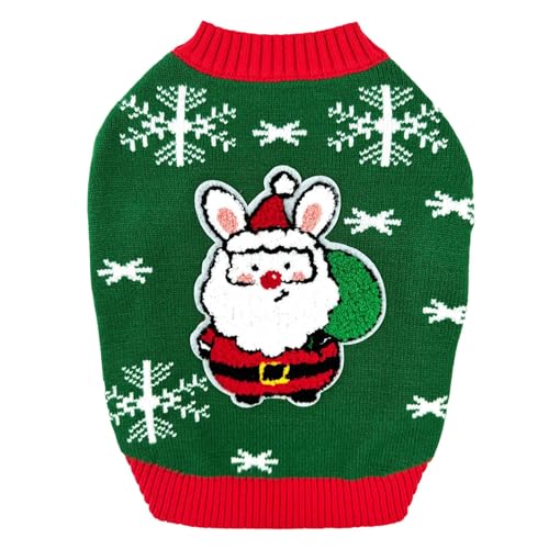 Netter Haustier Welpen Katze Warmer Pullover Weihnachten Neue Haustier Strickpullover Mittlere Und Kleine Hunde Und Katzen Dicke Kleidung Regenmantel Hund Nach (Green, XXL) von YWBleked