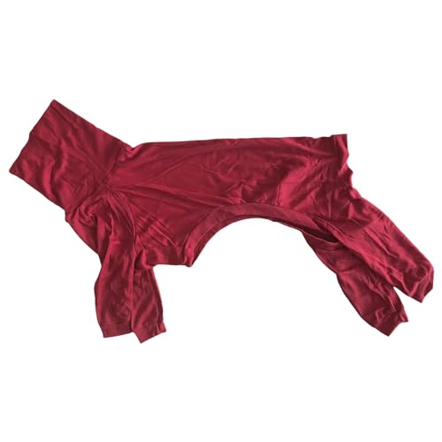 Sommer Basic T-Shirt Streifen Welpen Kleidung Haustierkleidung für Hunde, langes Latz mit Quad-Rücken, eng anliegende, einfarbige Kleidung mit Hundemantel Speziell Für Dackel (Red, XXXXXL) von YWBleked