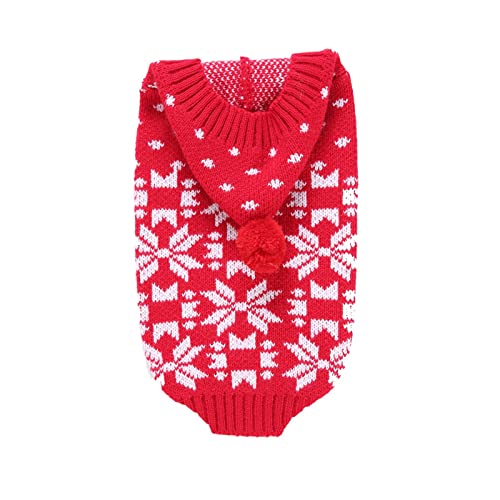 YWBleked Sommer Hundeshirt Hundehaustier-Muster-Haustier-Kleidungs-Strickjacke-Schneeflocke-Weihnachtsmit Haustierkleidung Hundepulli Mops (Red, L) von YWBleked