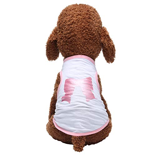 T-Shirt mit Hundestreifen Fashion Pet Vest Summer and Autumn Bow Pattern Comfortable Dog Cat Clothing Geschirr Mantel Hund (White, L) von YWBleked