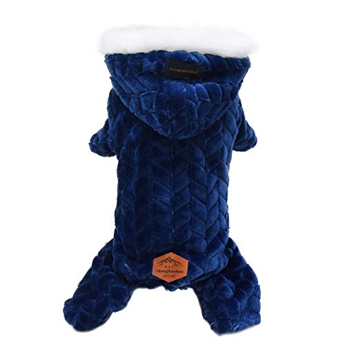 Wintermantel Haustier Mantel Jacke Haustier-Bekleidung Polyester Kapuzen-Sweatshirts Hunde-Katzen-Kleidung Plus Hundepullover Online Kaufen (Dark Blue, L) von YWBleked